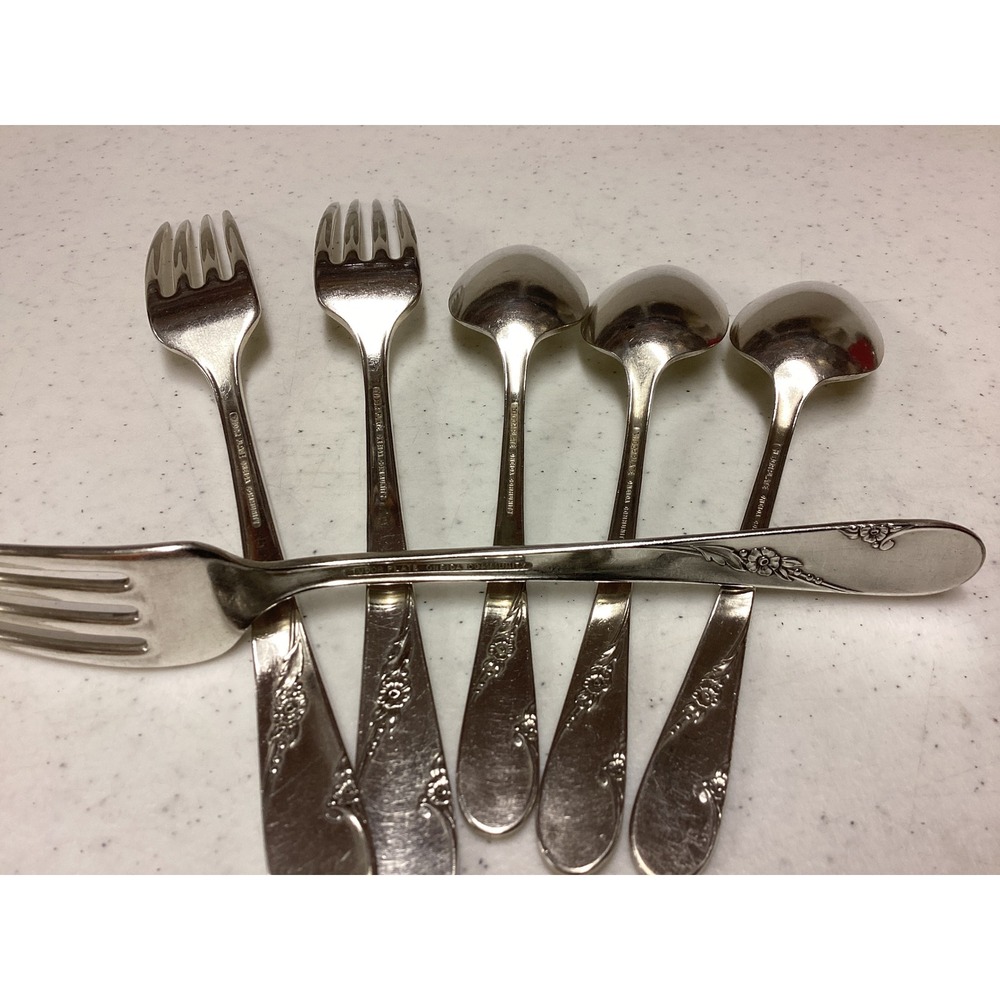 Oneida Community Silver Plate Flatware Bridal Wreath Forks/Spoons Lot - Picture 3 of 3